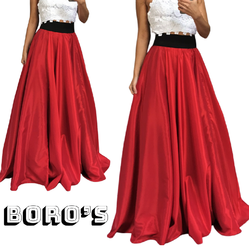 Dlouhá sukně BOROS - červená taft